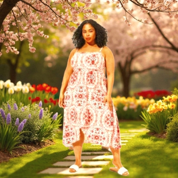 TORRID Plus Size Tea Length Challis Floral Square Neck Tulip Cut Tank Dress 2X - Picture 1 of 16